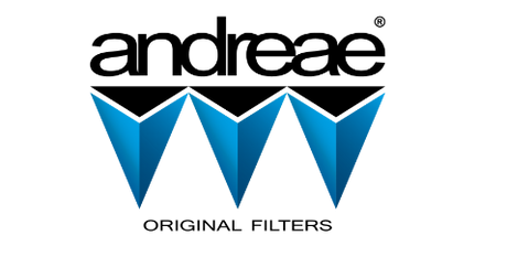 Logo of andreae with blue and black design on a white background