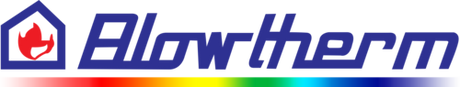 Blowtherm logo with a colorful gradient bar
